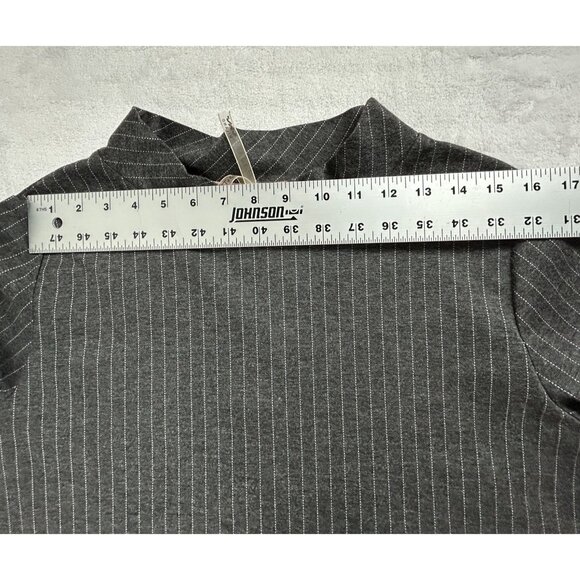 Margaret E Co. Womens Pinstripe Long-Sleeve Dress Size Large Black White Stretch - Picture 6 of 9